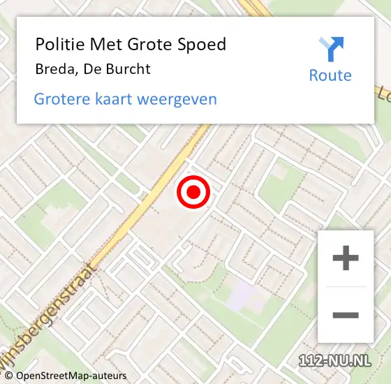 Locatie op kaart van de 112 melding: Politie Met Grote Spoed Naar Breda, De Burcht op 21 november 2023 21:28