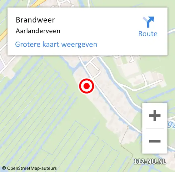 Locatie op kaart van de 112 melding: Brandweer Aarlanderveen op 21 november 2023 22:34