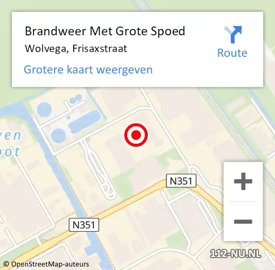 Locatie op kaart van de 112 melding: Brandweer Met Grote Spoed Naar Wolvega, Frisaxstraat op 21 november 2023 23:24