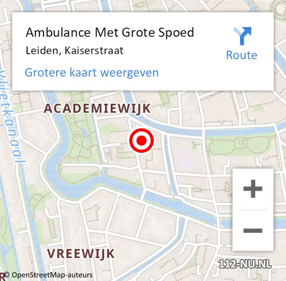 Locatie op kaart van de 112 melding: Ambulance Met Grote Spoed Naar Leiden, Kaiserstraat op 22 november 2023 01:58