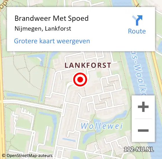 Locatie op kaart van de 112 melding: Brandweer Met Spoed Naar Nijmegen, Lankforst op 22 november 2023 02:09