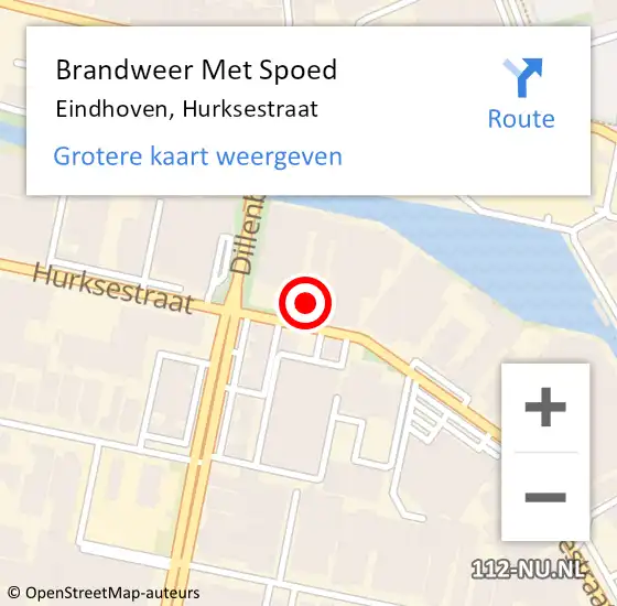 Locatie op kaart van de 112 melding: Brandweer Met Spoed Naar Eindhoven, Hurksestraat op 22 november 2023 04:44