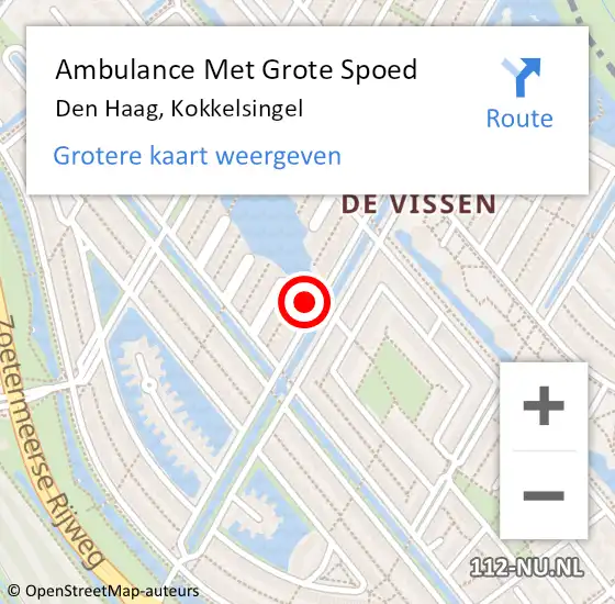 Locatie op kaart van de 112 melding: Ambulance Met Grote Spoed Naar Den Haag, Kokkelsingel op 22 november 2023 04:53