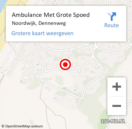 Locatie op kaart van de 112 melding: Ambulance Met Grote Spoed Naar Noordwijk, Dennenweg op 22 november 2023 04:58