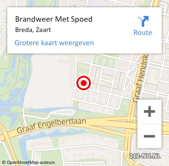 Locatie op kaart van de 112 melding: Brandweer Met Spoed Naar Breda, Zaart op 22 november 2023 06:23