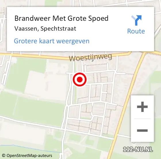 Locatie op kaart van de 112 melding: Brandweer Met Grote Spoed Naar Vaassen, Spechtstraat op 22 november 2023 06:27
