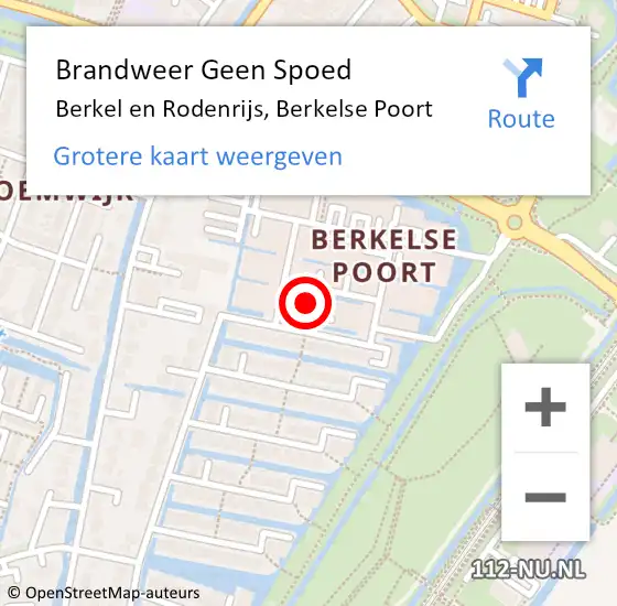 Locatie op kaart van de 112 melding: Brandweer Geen Spoed Naar Berkel en Rodenrijs, Berkelse Poort op 22 november 2023 07:45