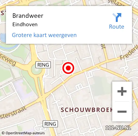 Locatie op kaart van de 112 melding: Brandweer Eindhoven op 22 november 2023 07:52