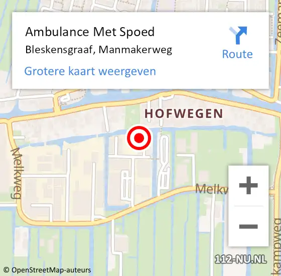 Locatie op kaart van de 112 melding: Ambulance Met Spoed Naar Bleskensgraaf, Manmakerweg op 22 november 2023 08:22