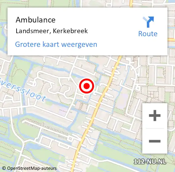 Locatie op kaart van de 112 melding: Ambulance Landsmeer, Kerkebreek op 22 november 2023 08:37