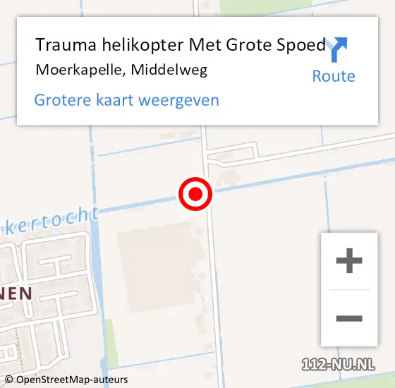 Locatie op kaart van de 112 melding: Trauma helikopter Met Grote Spoed Naar Moerkapelle, Middelweg op 22 november 2023 08:42