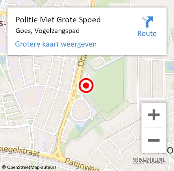 Locatie op kaart van de 112 melding: Politie Met Grote Spoed Naar Goes, Vogelzangspad op 22 november 2023 08:43