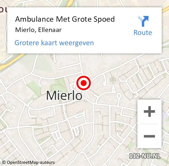 Locatie op kaart van de 112 melding: Ambulance Met Grote Spoed Naar Mierlo, Ellenaar op 16 september 2014 08:54