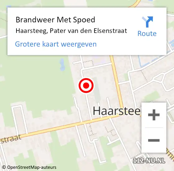 Locatie op kaart van de 112 melding: Brandweer Met Spoed Naar Haarsteeg, Pater van den Elsenstraat op 22 november 2023 09:12