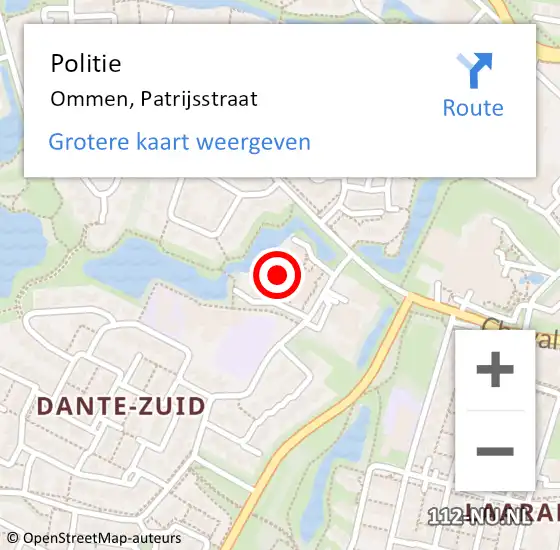 Locatie op kaart van de 112 melding: Politie Ommen, Patrijsstraat op 22 november 2023 09:16