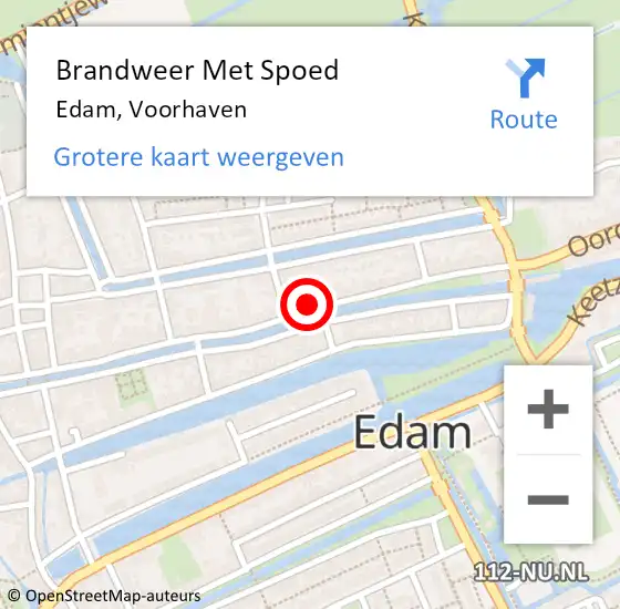 Locatie op kaart van de 112 melding: Brandweer Met Spoed Naar Edam, Voorhaven op 22 november 2023 09:24