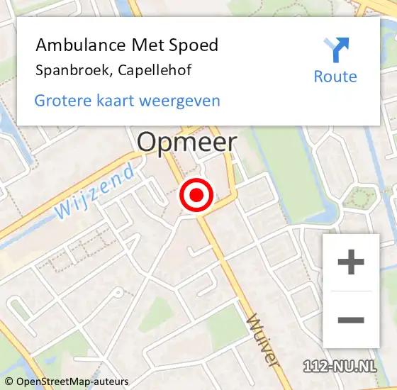 Locatie op kaart van de 112 melding: Ambulance Met Spoed Naar Spanbroek, Capellehof op 22 november 2023 09:26