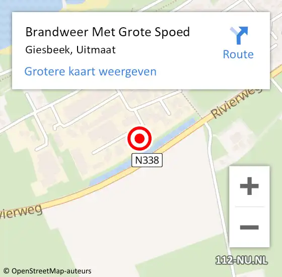 Locatie op kaart van de 112 melding: Brandweer Met Grote Spoed Naar Giesbeek, Uitmaat op 22 november 2023 09:32