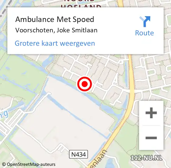 Locatie op kaart van de 112 melding: Ambulance Met Spoed Naar Voorschoten, Joke Smitlaan op 22 november 2023 09:36