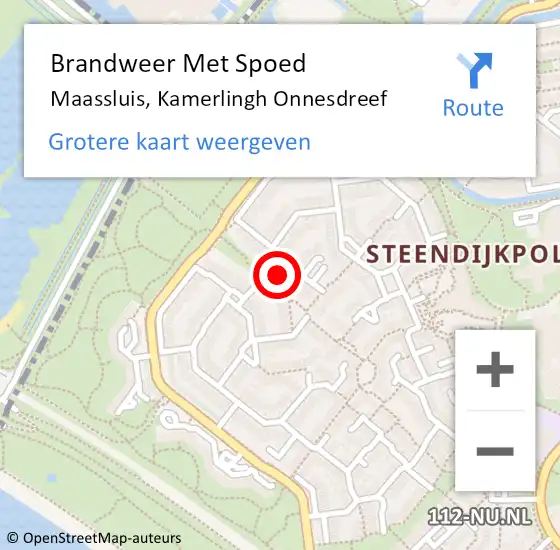 Locatie op kaart van de 112 melding: Brandweer Met Spoed Naar Maassluis, Kamerlingh Onnesdreef op 22 november 2023 09:46