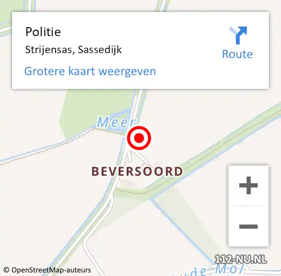 Locatie op kaart van de 112 melding: Politie Strijensas, Sassedijk op 22 november 2023 10:27