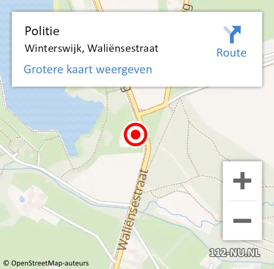 Locatie op kaart van de 112 melding: Politie Winterswijk, Waliënsestraat op 22 november 2023 10:33