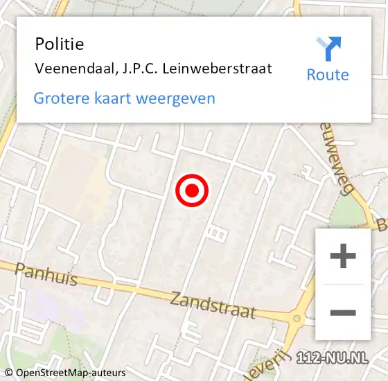 Locatie op kaart van de 112 melding: Politie Veenendaal, J.P.C. Leinweberstraat op 22 november 2023 10:38