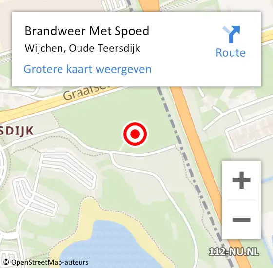 Locatie op kaart van de 112 melding: Brandweer Met Spoed Naar Wijchen, Oude Teersdijk op 22 november 2023 10:41