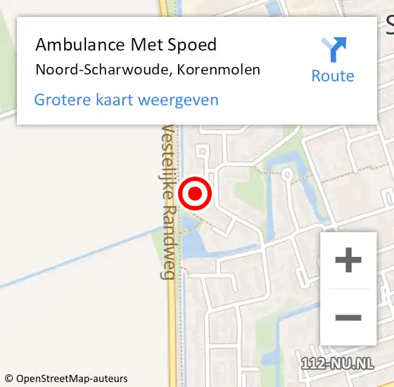 Locatie op kaart van de 112 melding: Ambulance Met Spoed Naar Noord-Scharwoude, Korenmolen op 22 november 2023 10:43