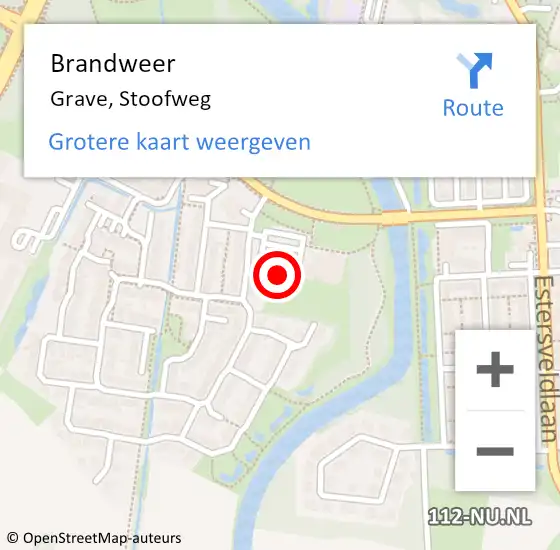 Locatie op kaart van de 112 melding: Brandweer Grave, Stoofweg op 22 november 2023 10:43