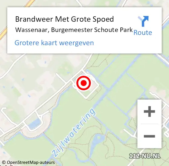 Locatie op kaart van de 112 melding: Brandweer Met Grote Spoed Naar Wassenaar, Burgemeester Schoute Park op 22 november 2023 11:03