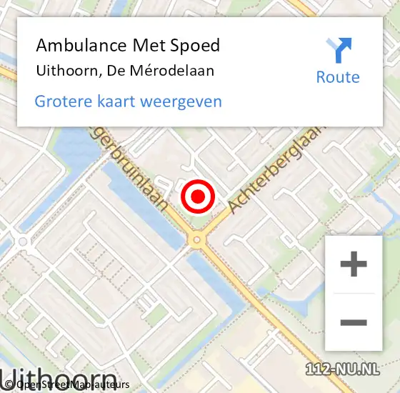 Locatie op kaart van de 112 melding: Ambulance Met Spoed Naar Uithoorn, De Mérodelaan op 22 november 2023 11:04