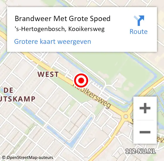 Locatie op kaart van de 112 melding: Brandweer Met Grote Spoed Naar 's-Hertogenbosch, Kooikersweg op 22 november 2023 11:19