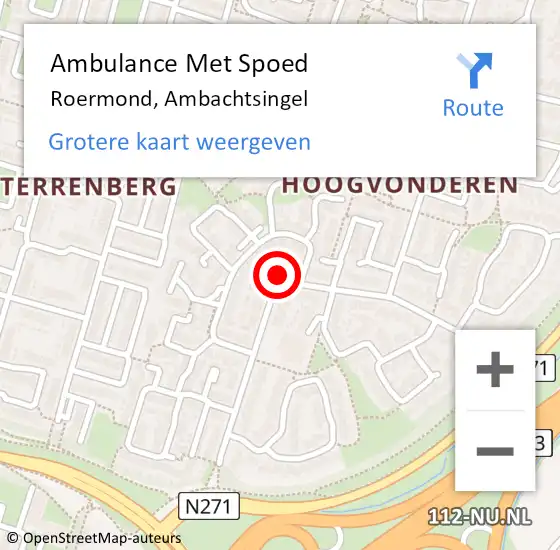 Locatie op kaart van de 112 melding: Ambulance Met Spoed Naar Roermond, Ambachtsingel op 22 november 2023 11:24