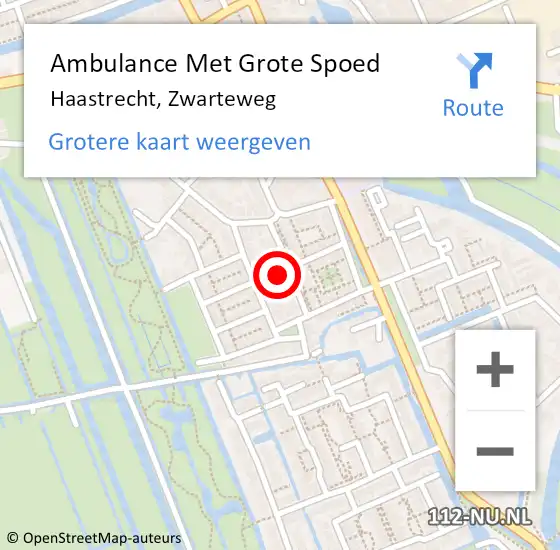 Locatie op kaart van de 112 melding: Ambulance Met Grote Spoed Naar Haastrecht, Zwarteweg op 22 november 2023 11:45