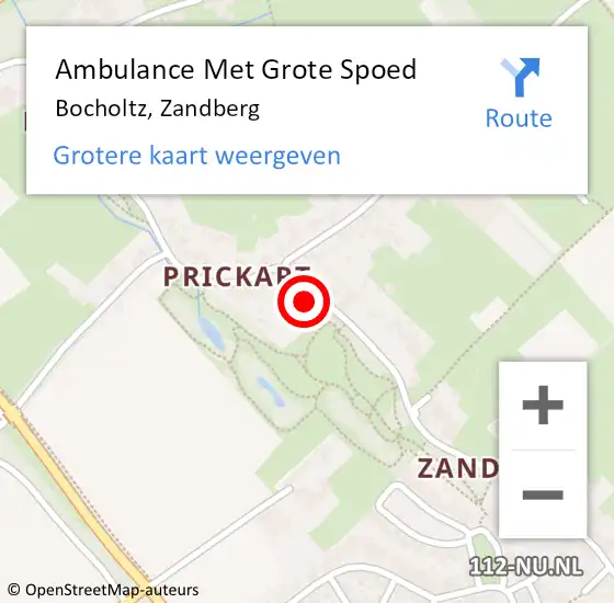 Locatie op kaart van de 112 melding: Ambulance Met Grote Spoed Naar Bocholtz, Zandberg op 16 september 2014 09:10