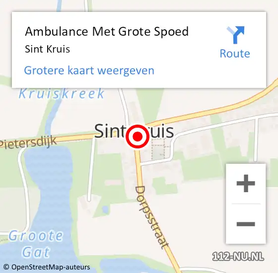 Locatie op kaart van de 112 melding: Ambulance Met Grote Spoed Naar Sint Kruis op 22 november 2023 12:13