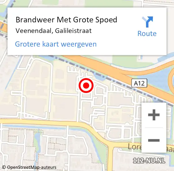 Locatie op kaart van de 112 melding: Brandweer Met Grote Spoed Naar Veenendaal, Galileistraat op 22 november 2023 12:37