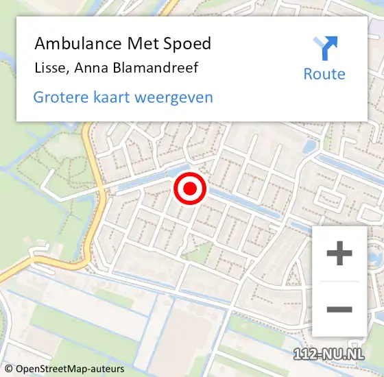 Locatie op kaart van de 112 melding: Ambulance Met Spoed Naar Lisse, Anna Blamandreef op 22 november 2023 12:39