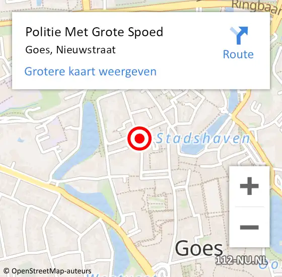 Locatie op kaart van de 112 melding: Politie Met Grote Spoed Naar Goes, Nieuwstraat op 22 november 2023 12:39