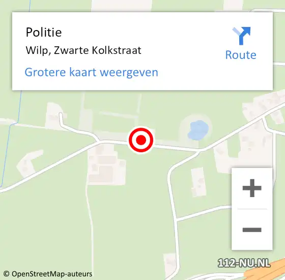 Locatie op kaart van de 112 melding: Politie Wilp, Zwarte Kolkstraat op 22 november 2023 12:41