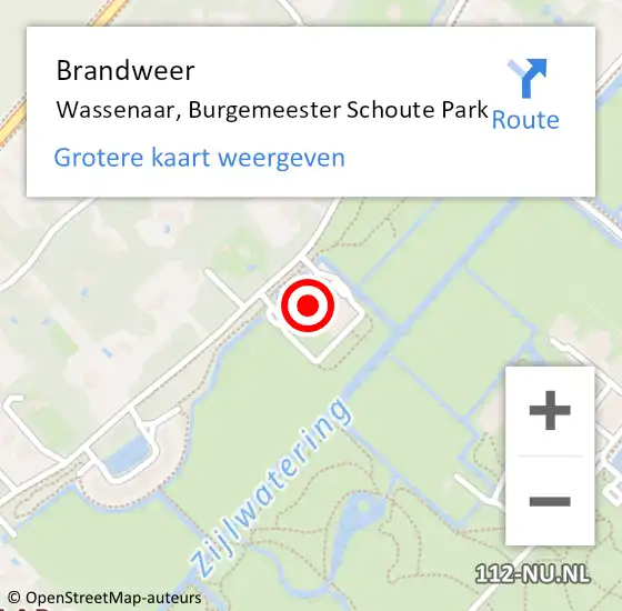 Locatie op kaart van de 112 melding: Brandweer Wassenaar, Burgemeester Schoute Park op 22 november 2023 13:05