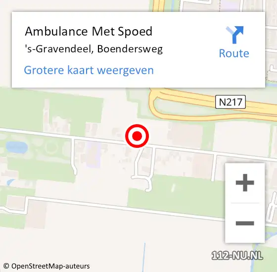 Locatie op kaart van de 112 melding: Ambulance Met Spoed Naar 's-Gravendeel, Boendersweg op 22 november 2023 13:26