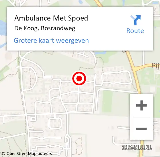 Locatie op kaart van de 112 melding: Ambulance Met Spoed Naar De Koog, Bosrandweg op 22 november 2023 13:27
