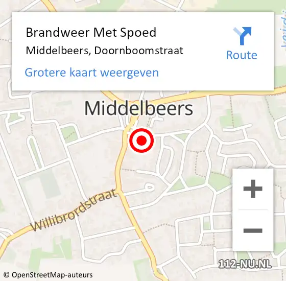 Locatie op kaart van de 112 melding: Brandweer Met Spoed Naar Middelbeers, Doornboomstraat op 22 november 2023 13:34