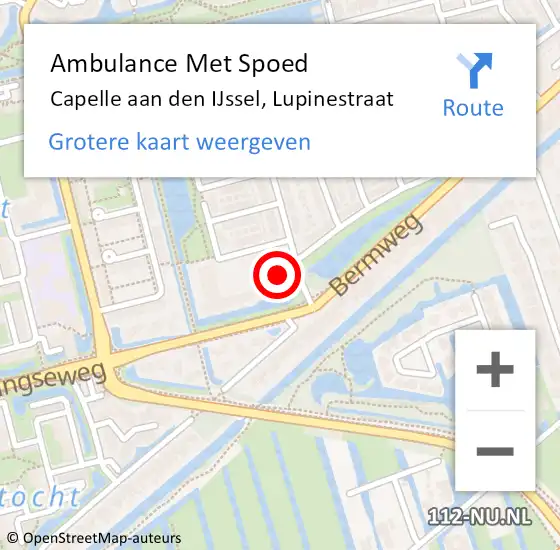 Locatie op kaart van de 112 melding: Ambulance Met Spoed Naar Capelle aan den IJssel, Lupinestraat op 22 november 2023 13:59