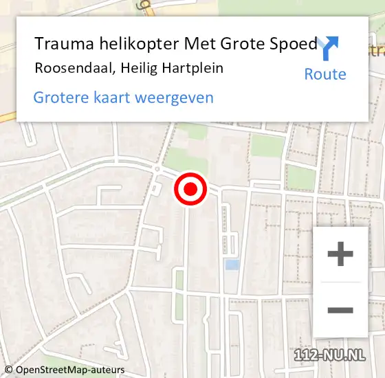 Locatie op kaart van de 112 melding: Trauma helikopter Met Grote Spoed Naar Roosendaal, Heilig Hartplein op 22 november 2023 14:10