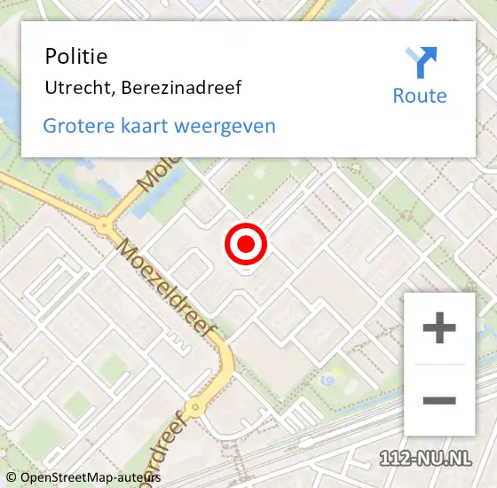 Locatie op kaart van de 112 melding: Politie Utrecht, Berezinadreef op 22 november 2023 14:23