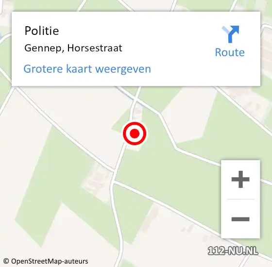 Locatie op kaart van de 112 melding: Politie Gennep, Horsestraat op 22 november 2023 14:27