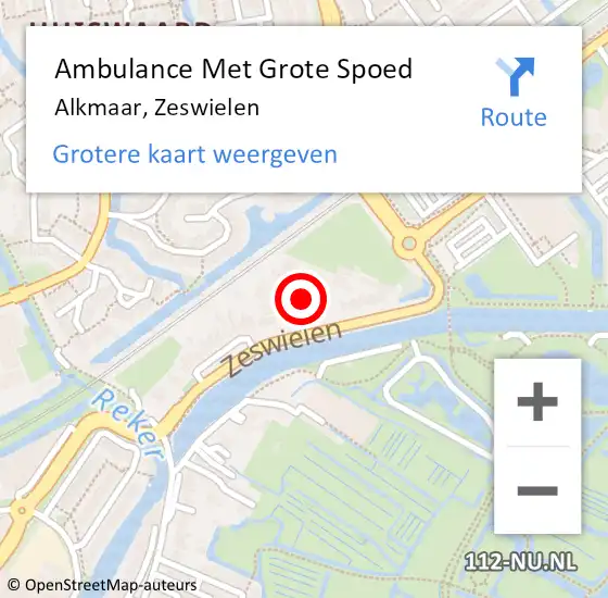 Locatie op kaart van de 112 melding: Ambulance Met Grote Spoed Naar Alkmaar, Zeswielen op 22 november 2023 14:31